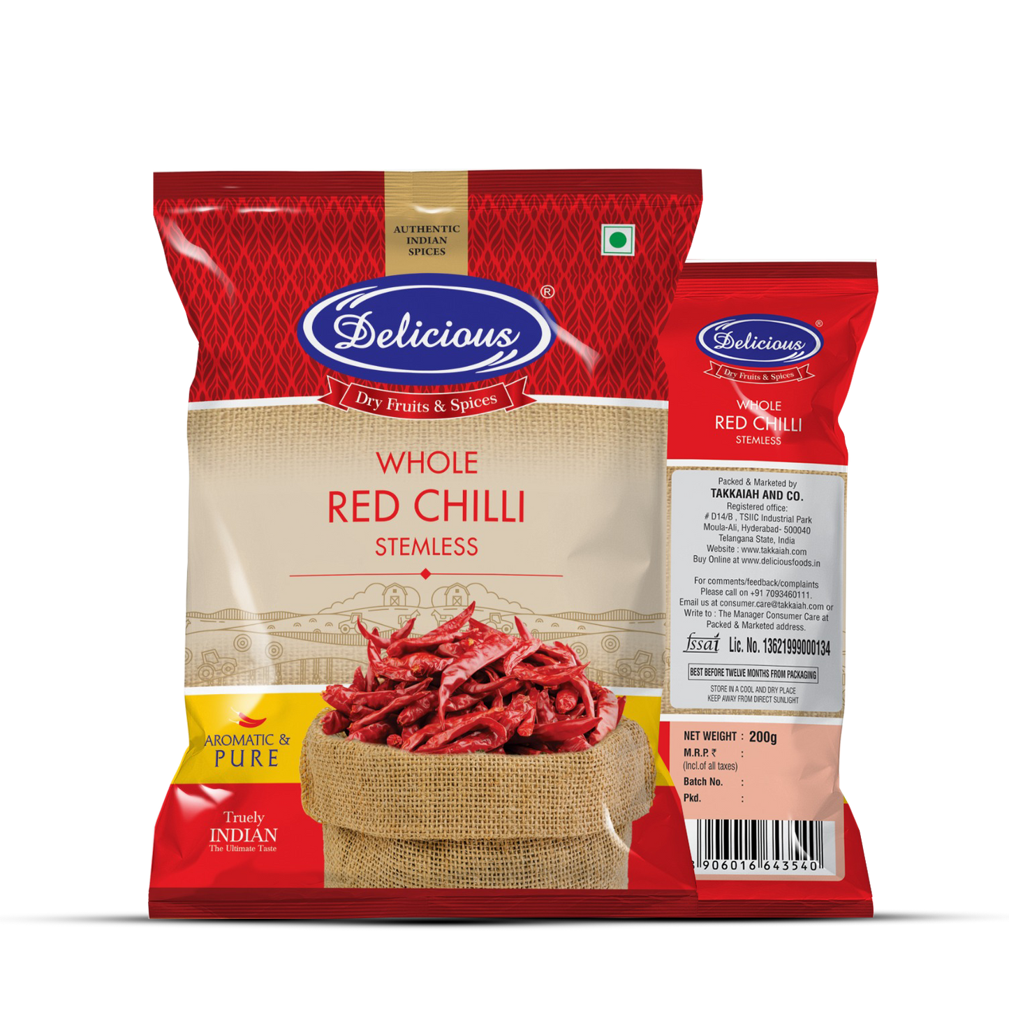 Delicious Red Chilli Stemless Whole | Mirchi