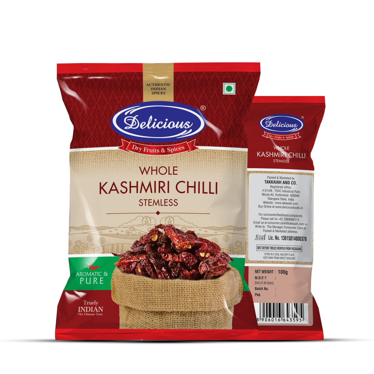Delicious Kashmiri Chilli Stemless Whole