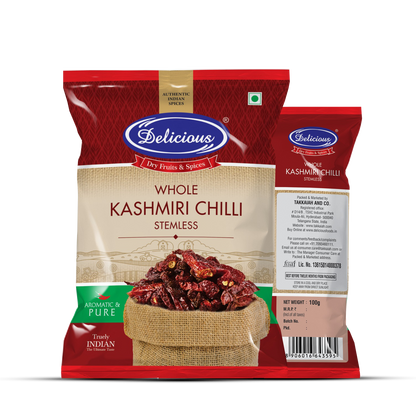 Delicious Kashmiri Chilli Stemless Whole