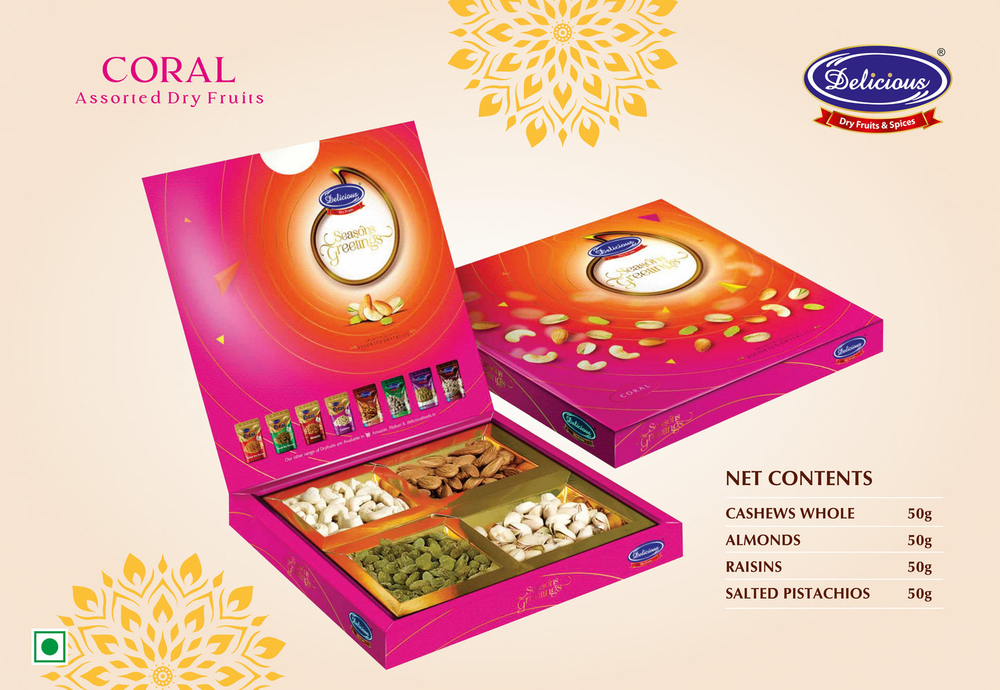 Dry Fruit Gift Box Coral