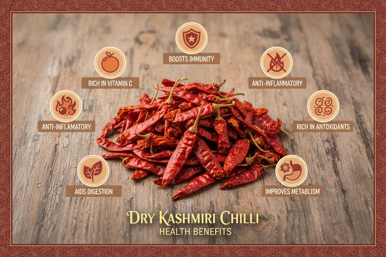 Kashmiri Chilli Stemless Whole | Mirchi