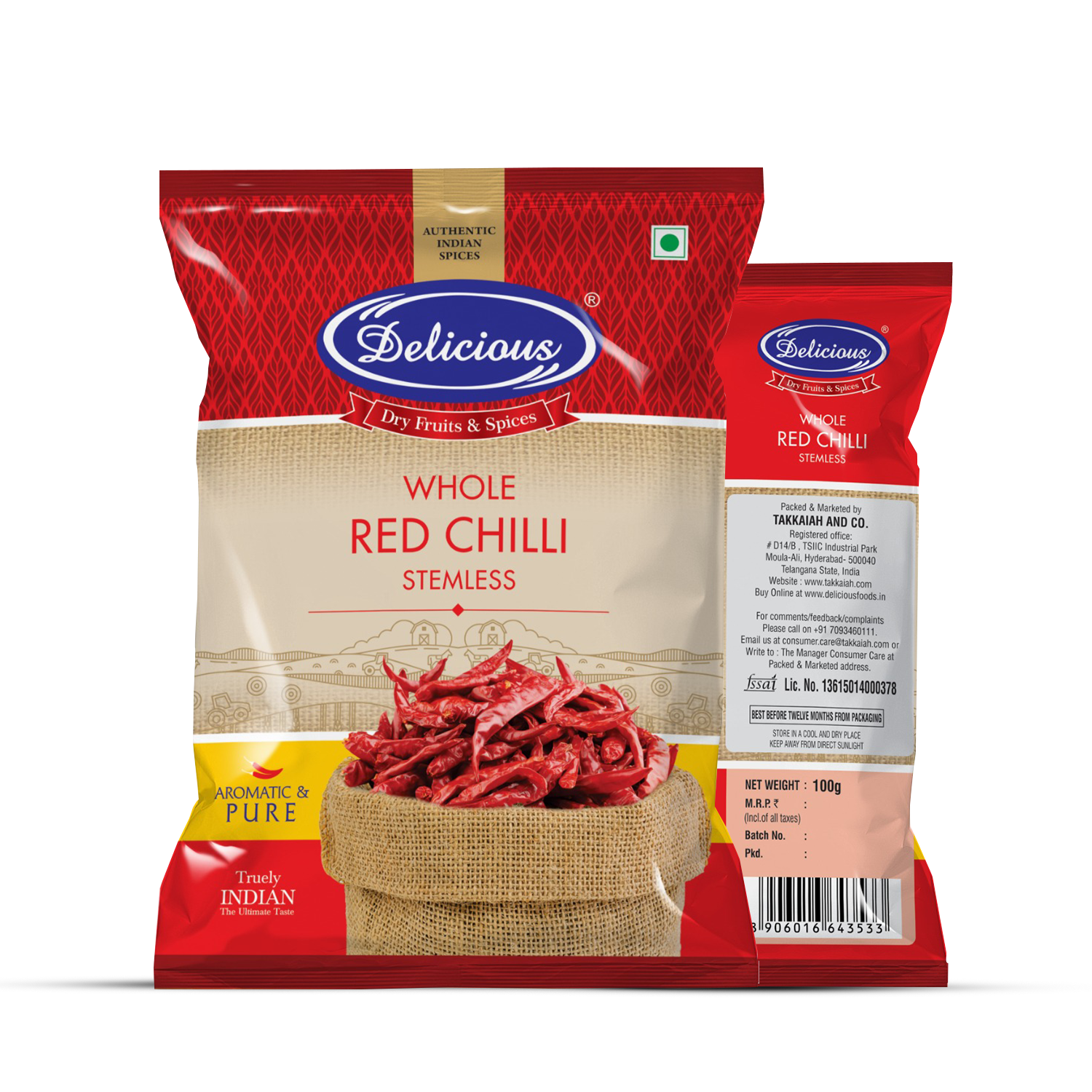 Chelli Merchii Red Chilli Stemless Whole | Mirchi â Delicious Dry fruits & Spices